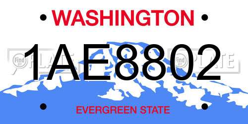 1AE8802 Washington License Plate