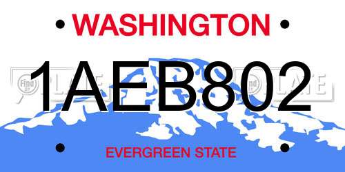 1AEB802 Washington License Plate