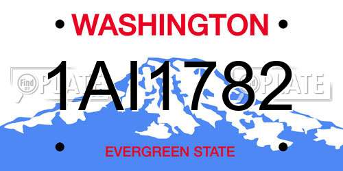 1AI1782 Washington License Plate