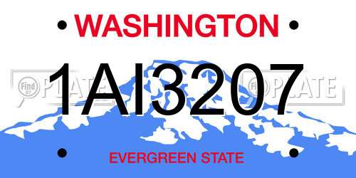 1AI3207 Washington License Plate