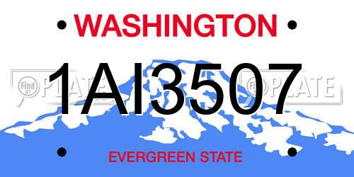 1AI3507 Washington License Plate