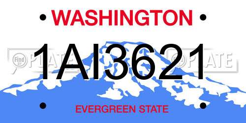 1AI3621 Washington License Plate
