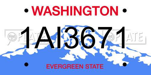 1AI3671 Washington License Plate