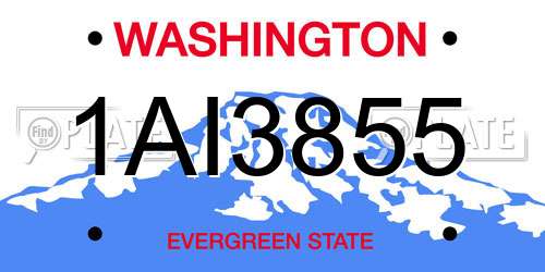 1AI3855 Washington License Plate