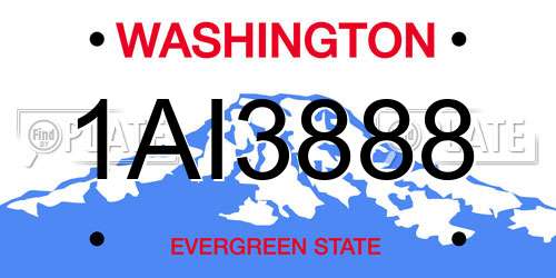 1AI3888 Washington License Plate
