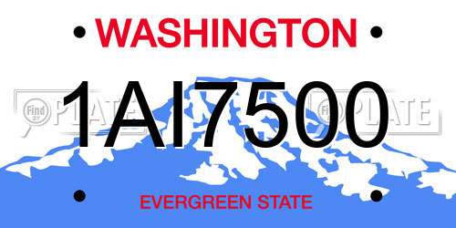 1AI7500 Washington License Plate