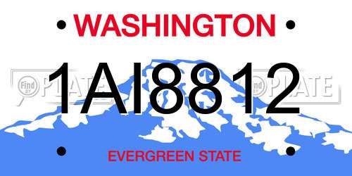 1AI8812 Washington License Plate