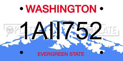 1AII752 Washington License Plate