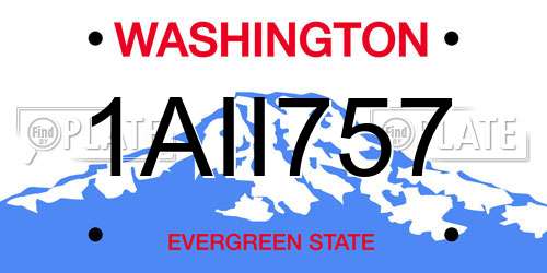 1AII757 Washington License Plate