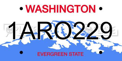1ARO229 Washington License Plate