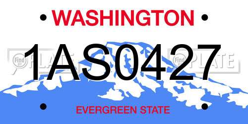 1AS0427 Washington License Plate