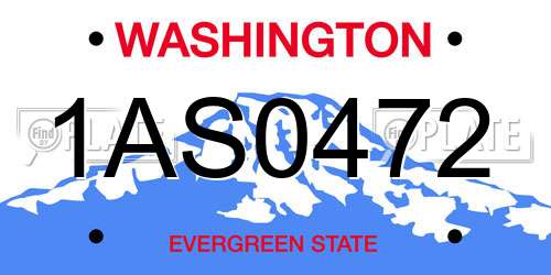 1AS0472 Washington License Plate