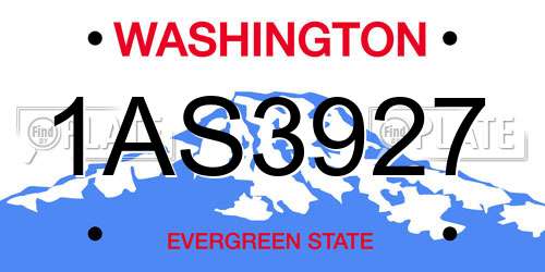 1AS3927 Washington License Plate