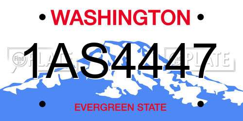 1AS4447 Washington License Plate