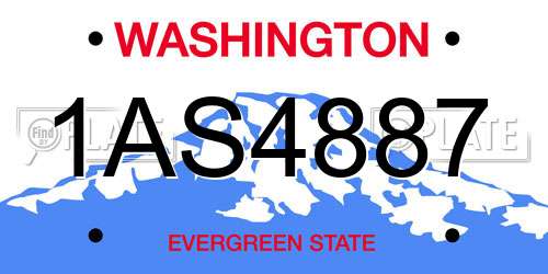 1AS4887 Washington License Plate