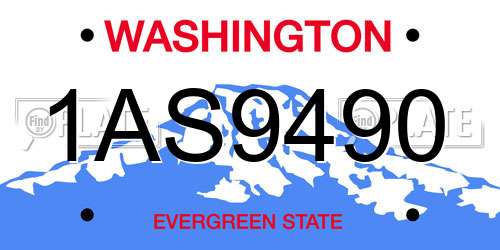 1AS9490 Washington License Plate