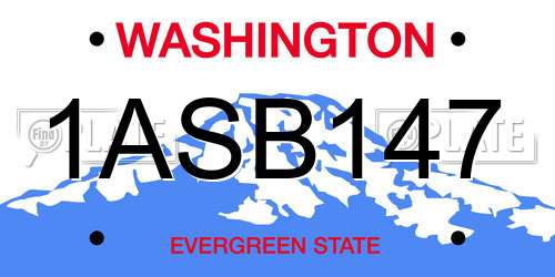 1ASB147 Washington License Plate