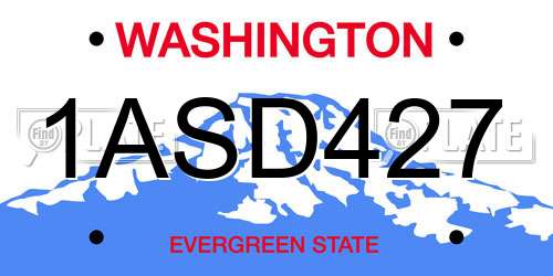 1ASD427 Washington License Plate