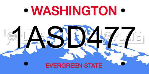 1ASD477 Washington License Plate