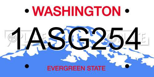 1ASG254 Washington License Plate