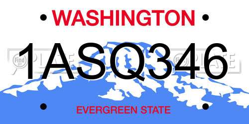 1ASQ346 Washington License Plate