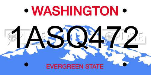1ASQ472 Washington License Plate