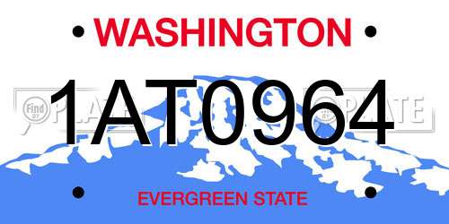 1AT0964 Washington License Plate