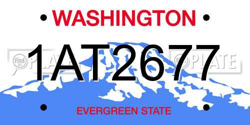 1AT2677 Washington License Plate