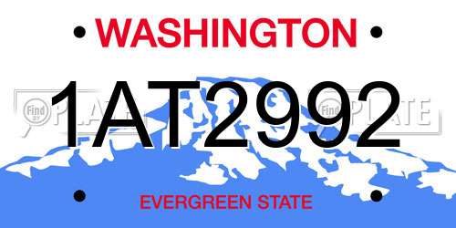 1AT2992 Washington License Plate