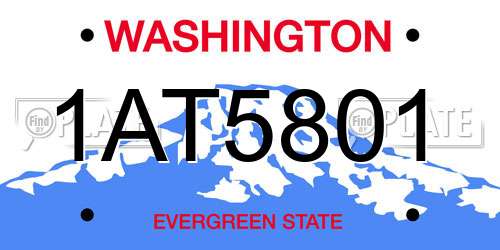 1AT5801 Washington License Plate
