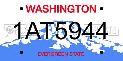 1AT5944 Washington License Plate