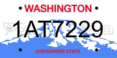 1AT7229 Washington License Plate