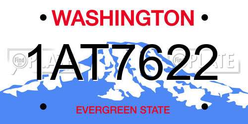 1AT7622 Washington License Plate