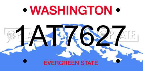 1AT7627 Washington License Plate
