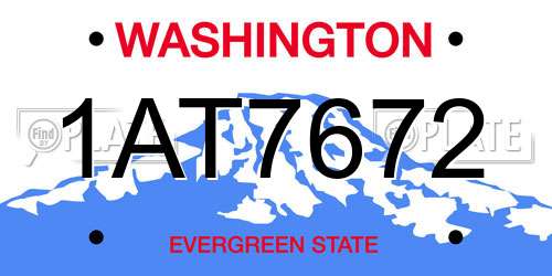 1AT7672 Washington License Plate