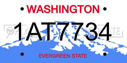 1AT7734 Washington License Plate