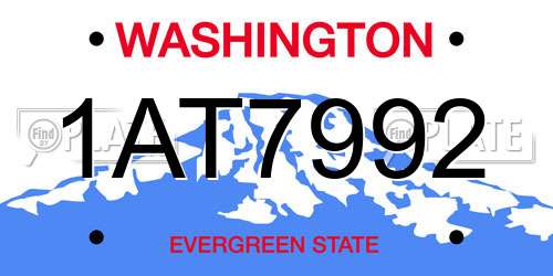 1AT7992 Washington License Plate