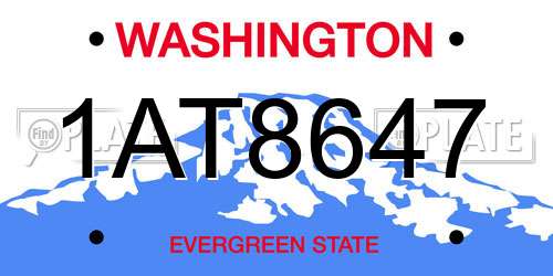 1AT8647 Washington License Plate