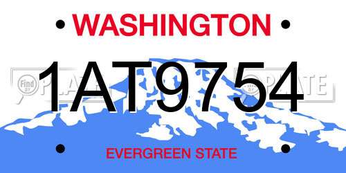 1AT9754 Washington License Plate