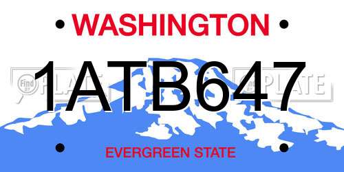 1ATB647 Washington License Plate