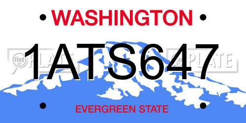 1ATS647 Washington License Plate