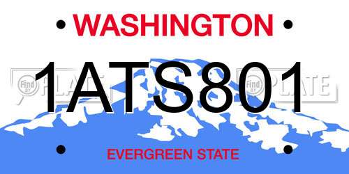 1ATS801 Washington License Plate