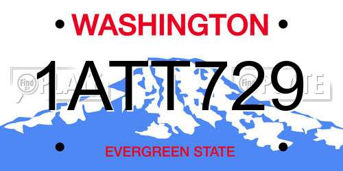 1ATT729 Washington License Plate
