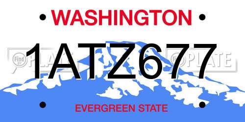 1ATZ677 Washington License Plate