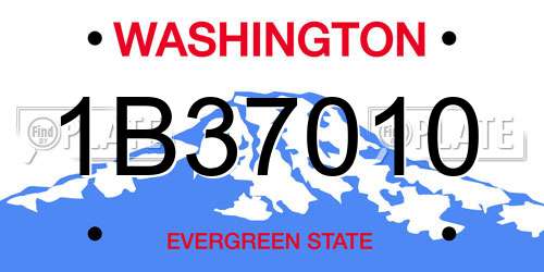 1B37010 Washington License Plate