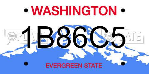 1B86C5 Washington License Plate