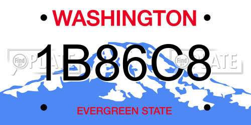 1B86C8 Washington License Plate