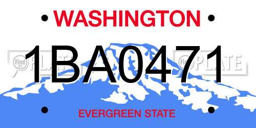 1BA0471 Washington License Plate