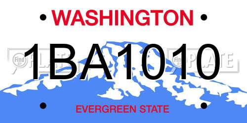 1BA1010 Washington License Plate