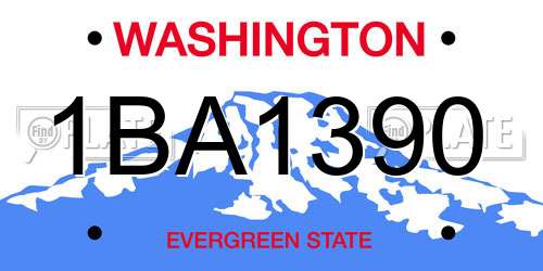 1BA1390 Washington License Plate